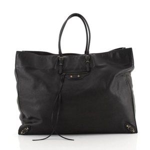 Balenciaga Black Leather Papier A4 Tote Bag